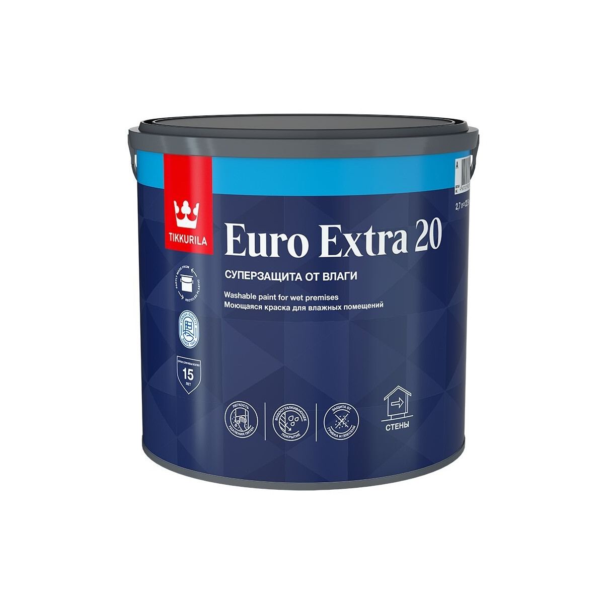 Краска для влажных помещений EURO EXTRA 20 A п/мат 0,9л