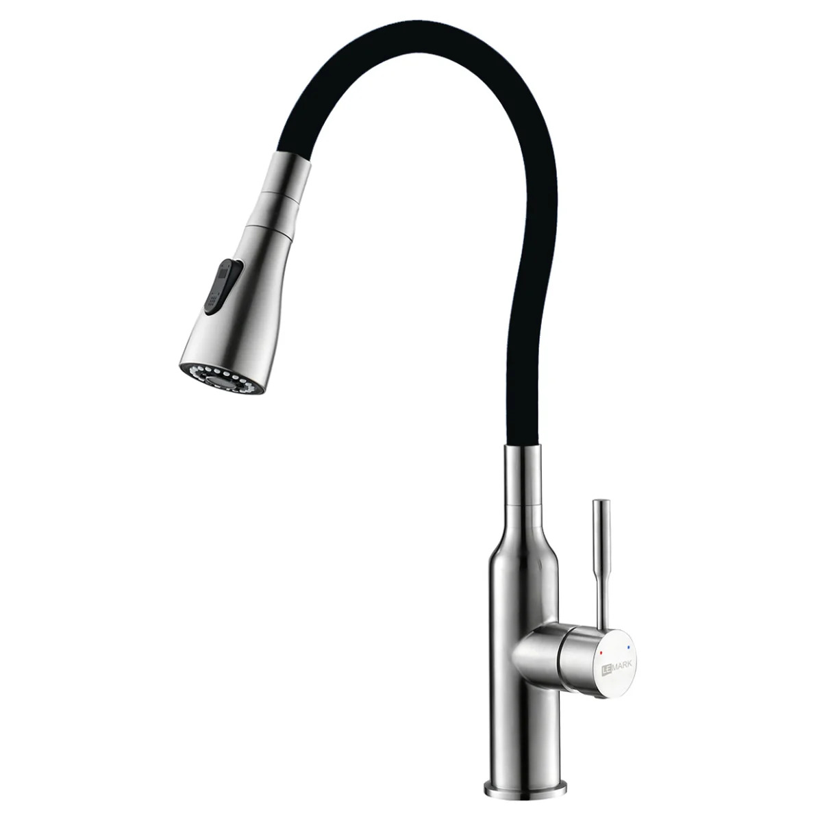 Смеситель д/к Lemark LM5082S-Black "EXPERT" с поворотным изливом, сталь