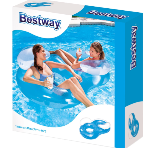 Шезлонг пляжный двухместный Bestway Double Ring для отдыха на воде 188х117 см 43009