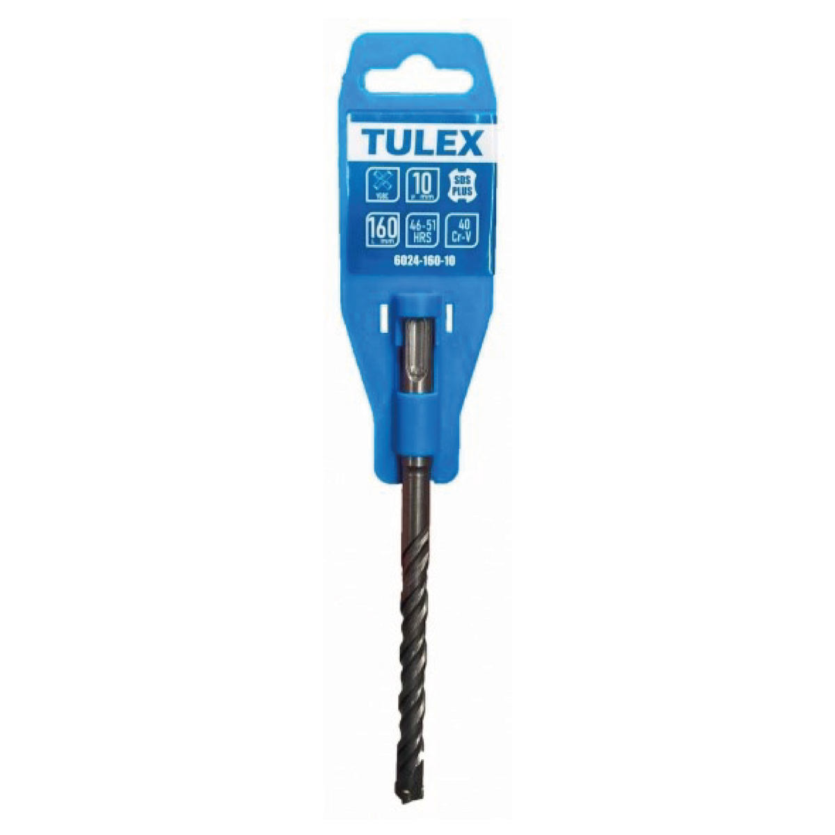 Бур по бетону TULEX 6024-160-10, 4 резца YG8C, 40 Cr-V, 46-51 HRS, хвостовик SDS-Plus, 160*10мм