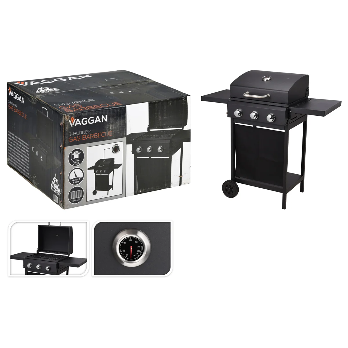 Барбекю газовый BBQ площадь приготовления 48х38 см 3 конфорки по 2,8 кВт X88000020 К