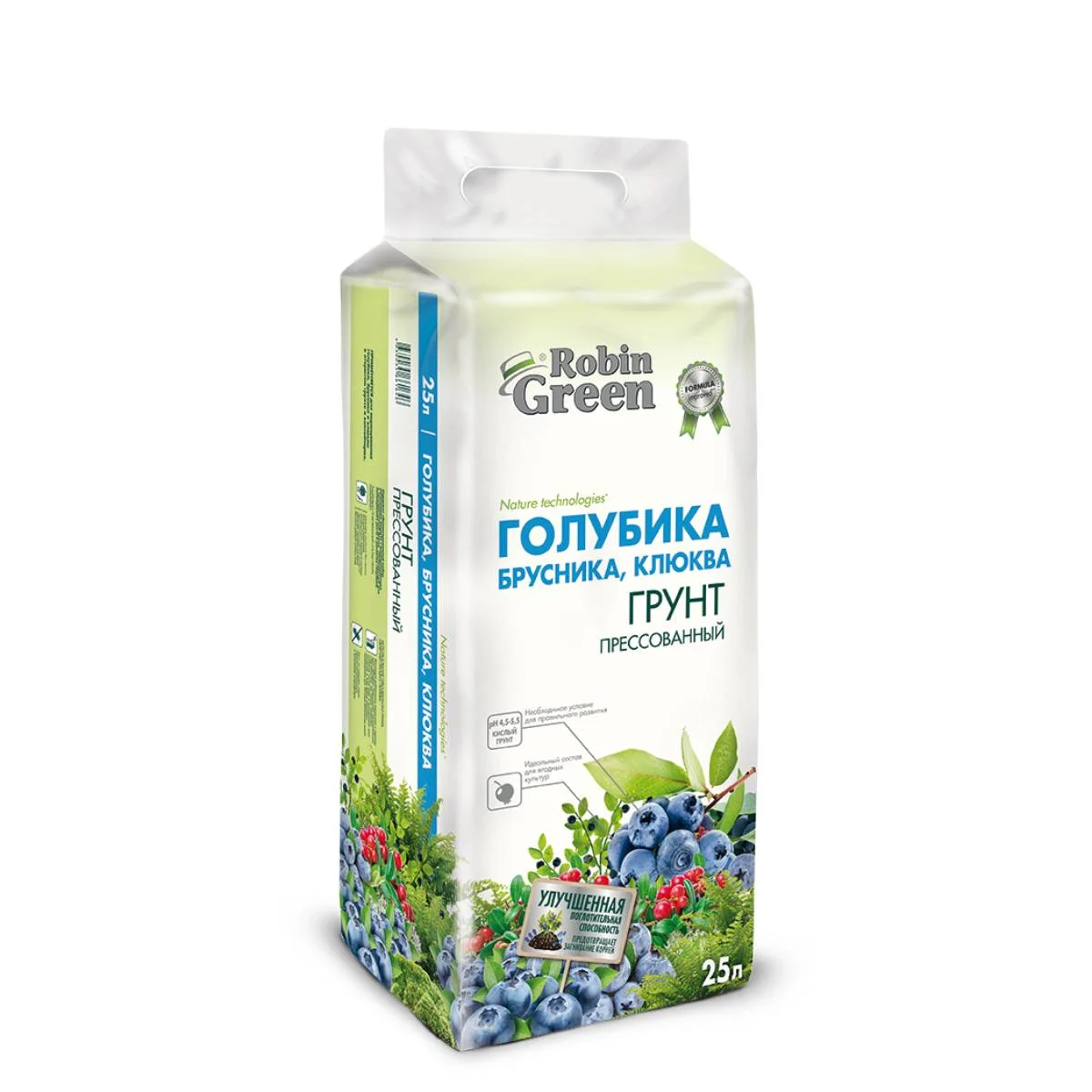 Грунт для Голубики Брусники Клюквы Robin Green прессованный 25 л