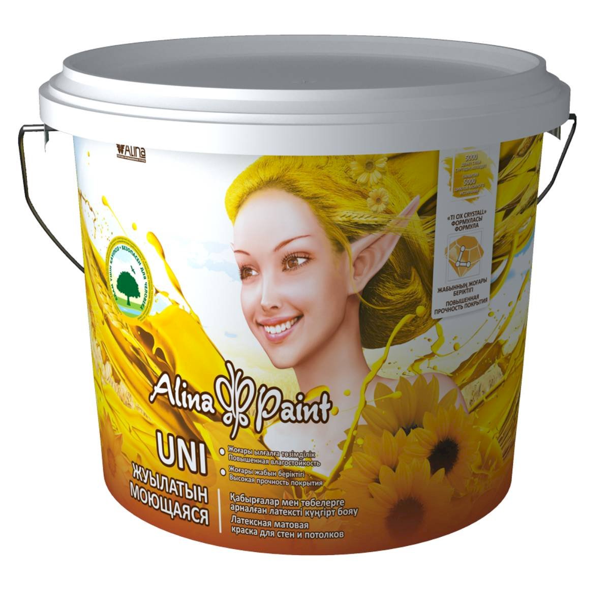 Краска водоэмульсионная, Alina Paint UNI, 3 кг (интерьерная, супермоющаяся, всесезонная)