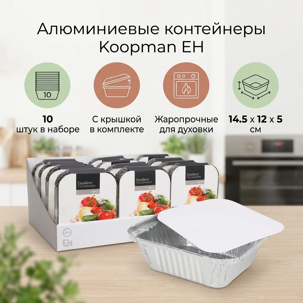 Набор алюминевых форм 10 шт Koopman 14,5х12х5 см101004450
