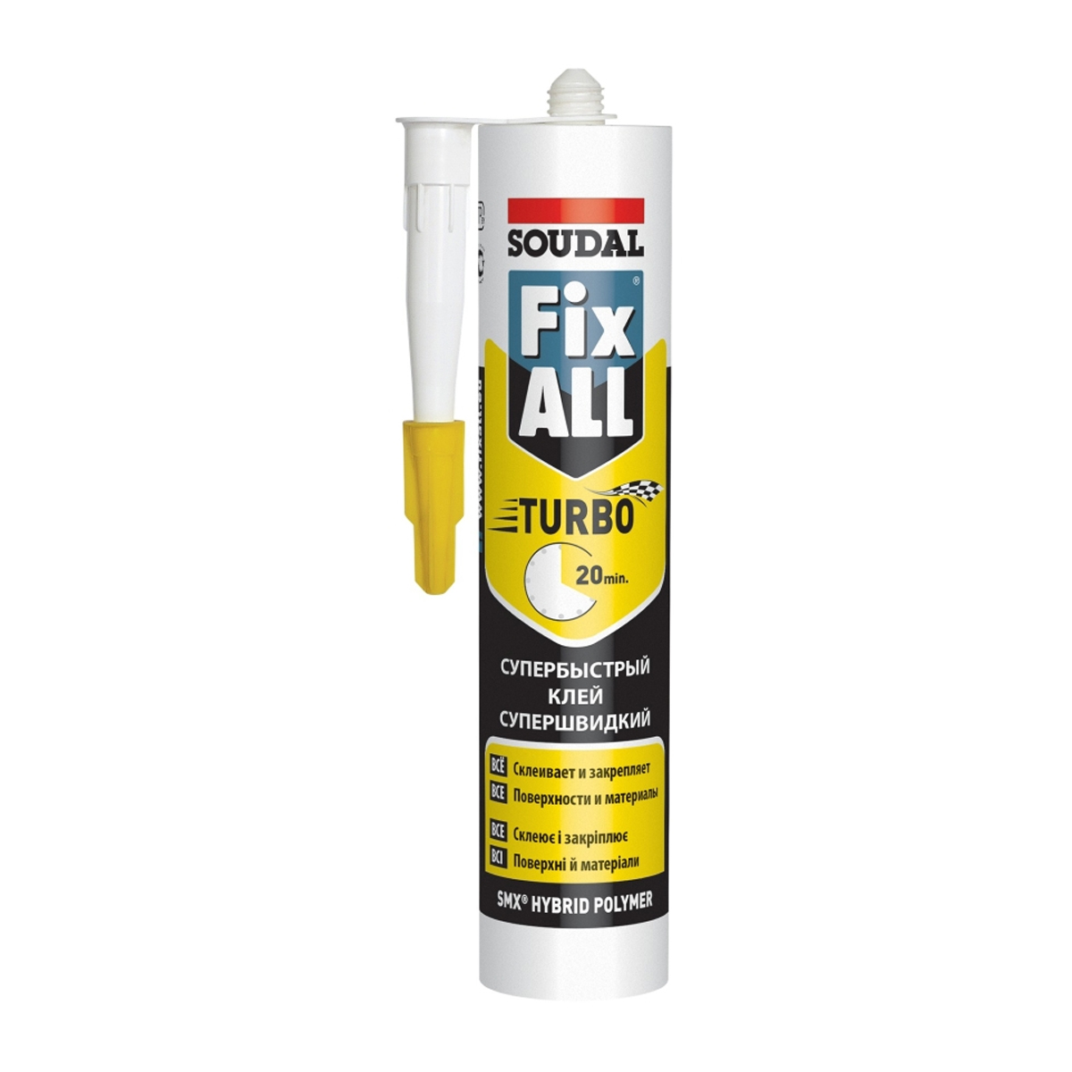 Клей-герметик Fix All Turbo белый 290мл Soudal 126907