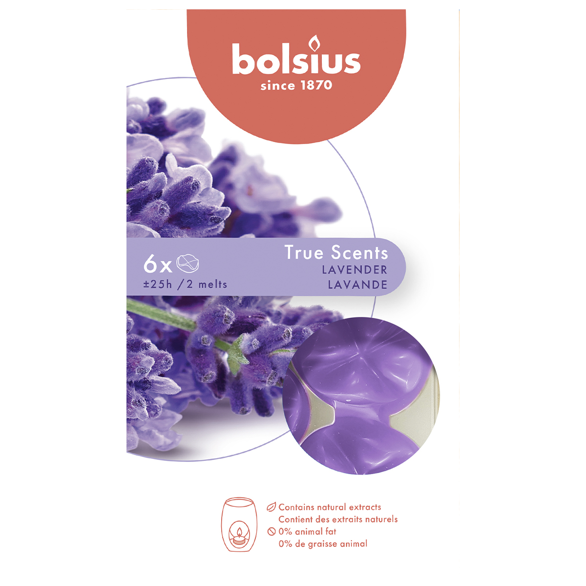 Парафин ароматический Bolsius 6 шт Лаванда