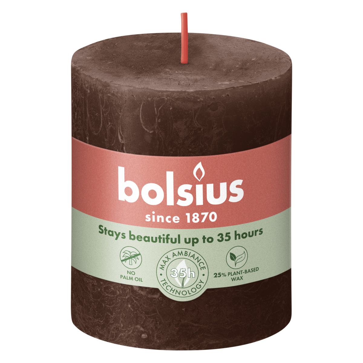 Свеча столбик Bolsius Rustic 8х6,8 см Chocolate Brown