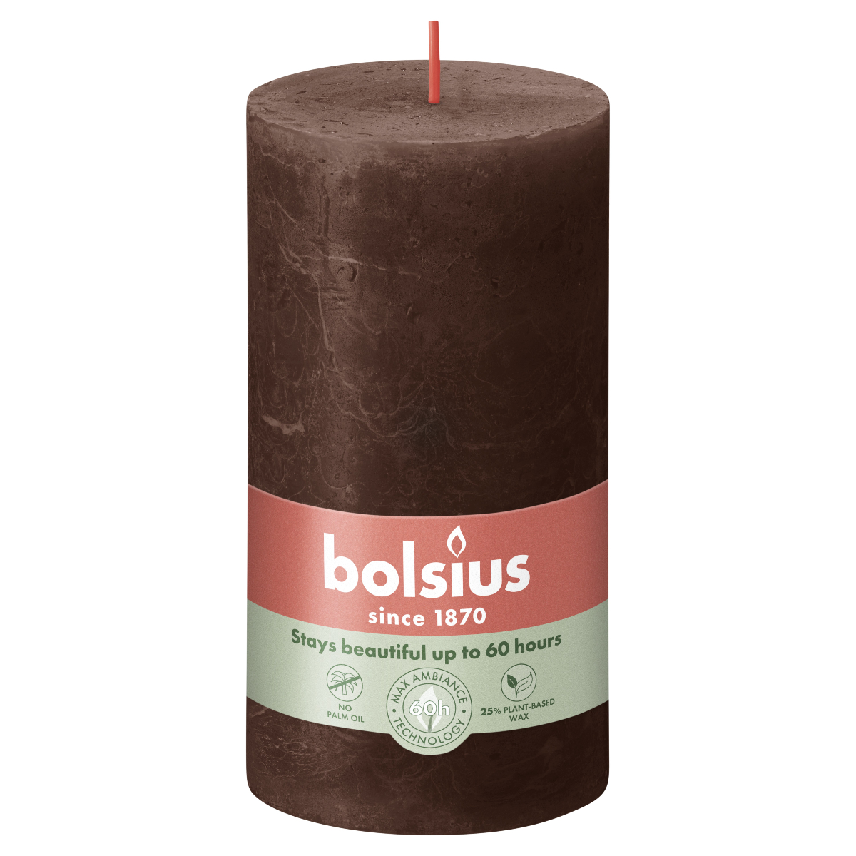 Свеча столбик Bolsius Rustic 13х6,8 Chocolate Brown