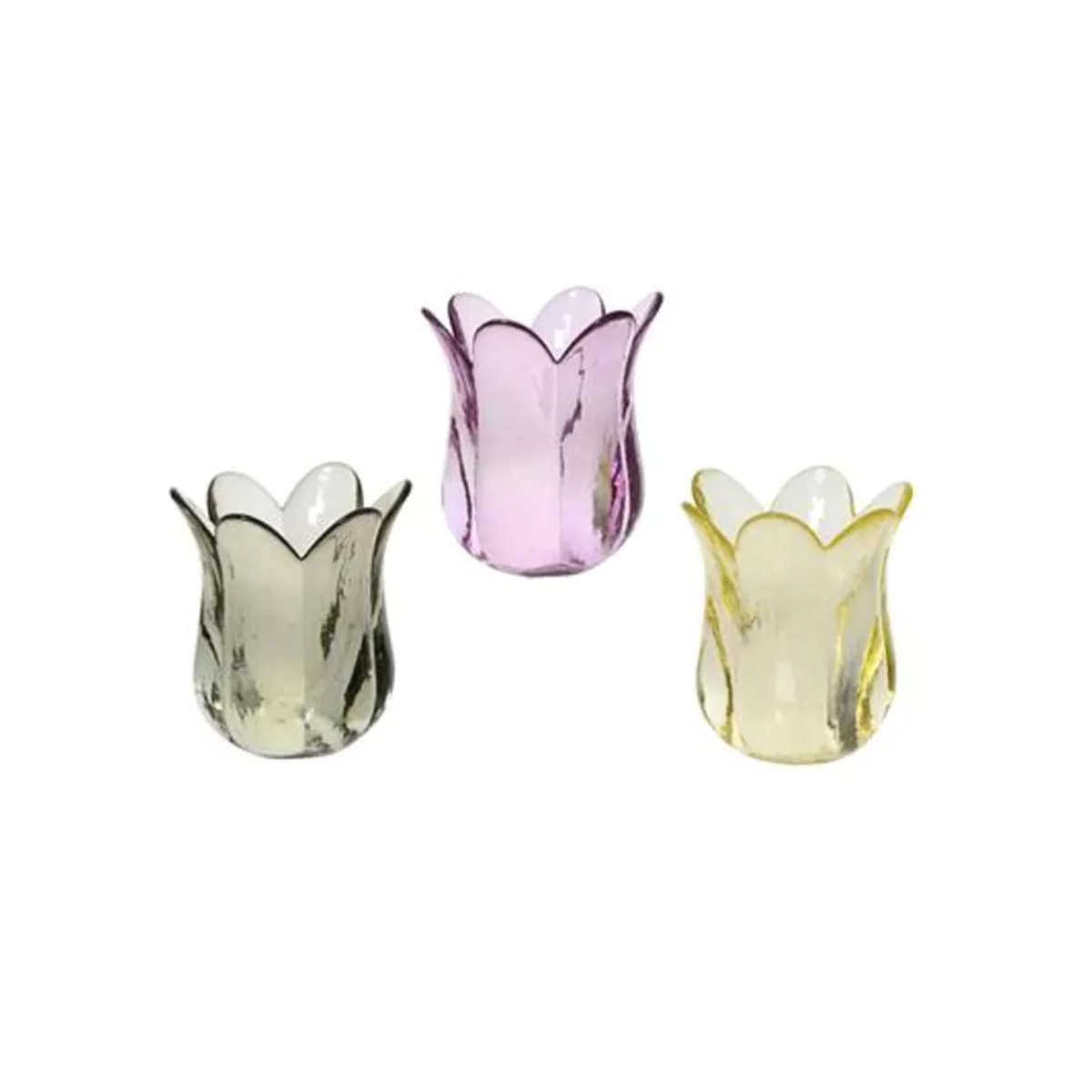 Подсвечник стеклянный Decoris 3 цвета в ассортименте 8х9 см 835240 Kmg