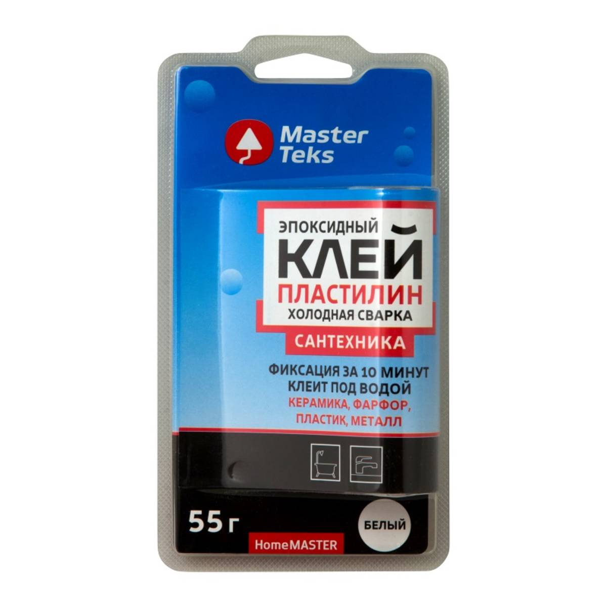 Клей-пластилин MasterTeks HM эпоксидный холодная сварка для сантехники 0,055 белый