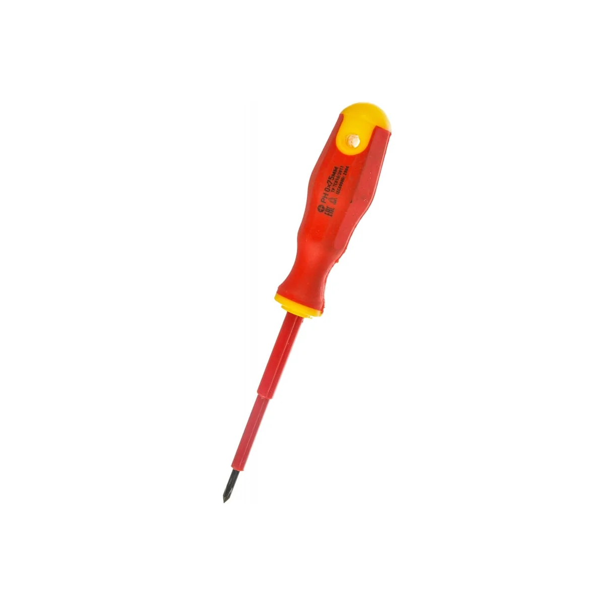 Отвертка диэлектрическая PH0*75mm, CrV, до 1000В, двухкомпонентная рукоятка//Сибртех
