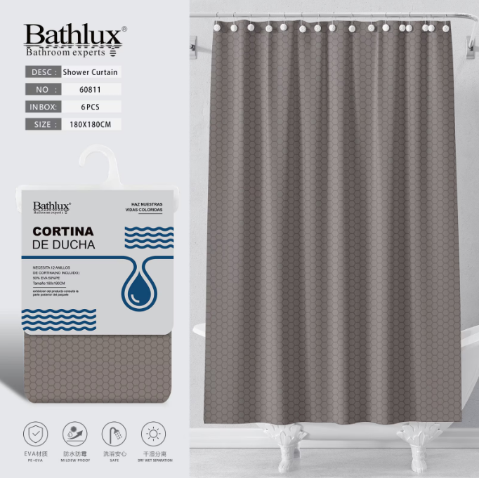 Штора для ванной комнаты Bathlux 180х180 см EVA taupe 60811
