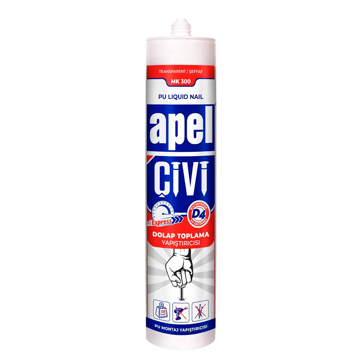 КЛЕЙ (ЖИДКИЕ ГВОЗДИ) ПОЛИУРЕТАНОВЫЙ D4 APEL CIVI (130КГ/СМ2) 390гр.