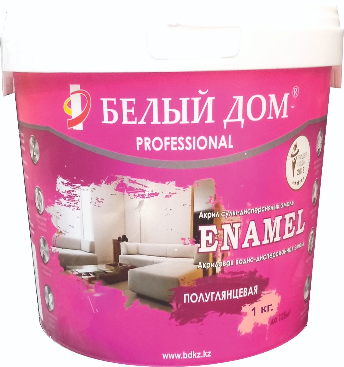 Эмаль акриловая полуглянцевая Белый Дом ENAMEL 1 кг