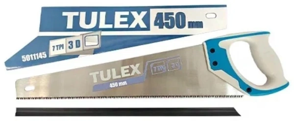 Ножовка по дереву "TULEX" 5011145, 2-комп. пластиковая ручка, 3D-заточка, закаленный зуб, 7 TPI ,450