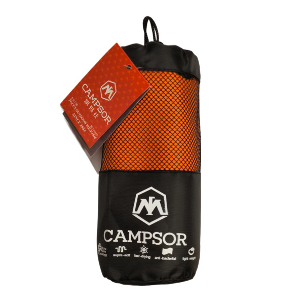 Полотенце походно-спортивное Campsor 160х80 см в чехле оранжевое микрофибра