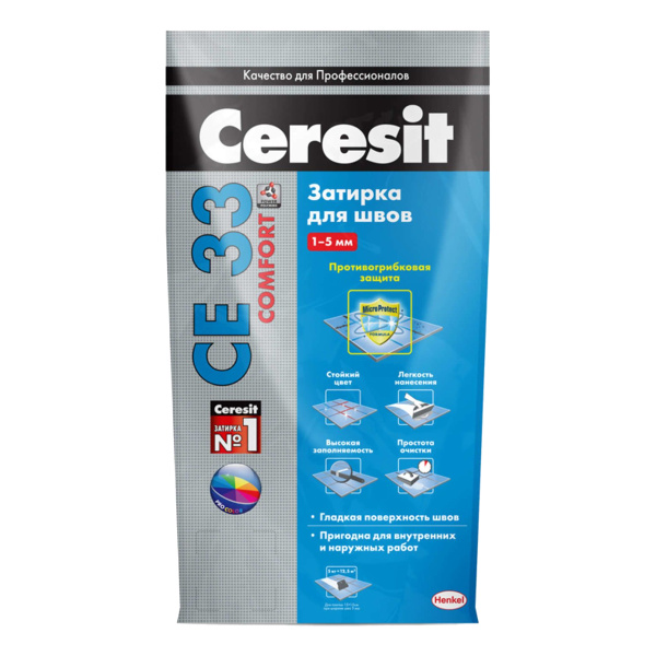 Ceresit затирка СЕ 33 Comfort Серебристо-серый, 2кг (04)