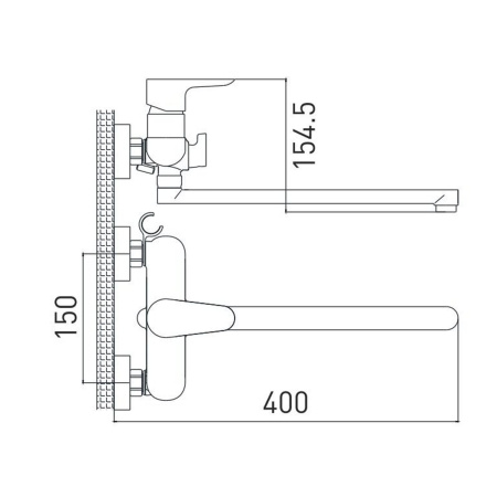 Смеситель в/д Gross Aqua 7515288СW-35L(F) Space  д/из вст.див