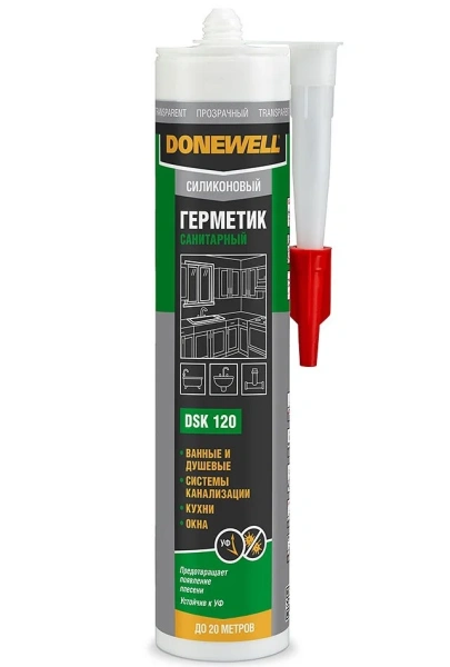 Герметик силиконовый санитарный DONEWELL прозрачный  DSK 120