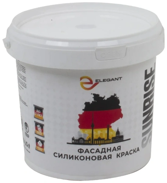 Краска Elegant акриловая Sunrise фасадная силиконовая для наружных и внутренних работ 9 л