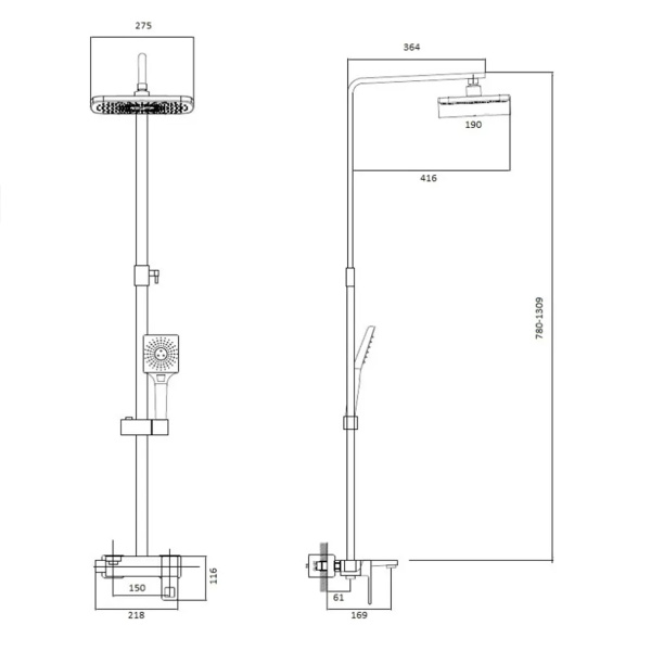 Стойка душевая со смесителем HAIBA HB24615-7 черный