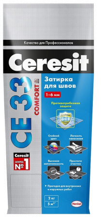 Ceresit затирка CE 33 Comfort Белый , 2 кг. (01)