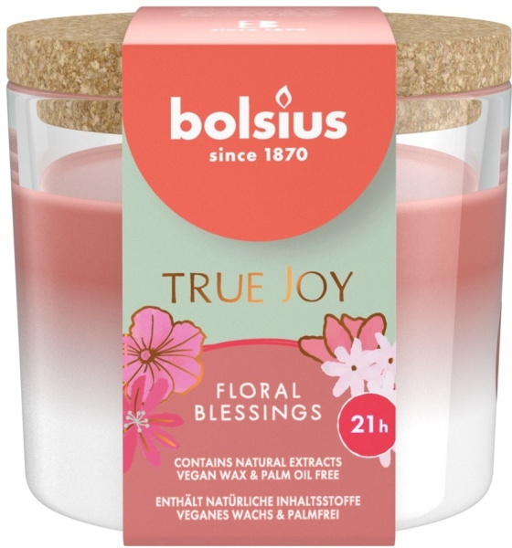 Аромасвеча Bolsius в стакане Floral bessings 66х83 мм 21 ч.с пробковой крышкой