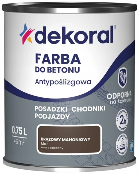 Dekoral Противоскольз.краска для бетонн.полов крас.дер.0,75л