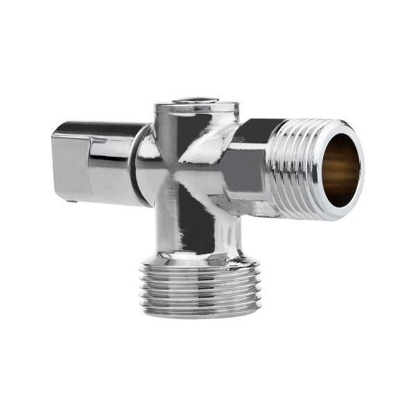 Кран шаровой угловой для бытовой техники 1/2" х 3/4" н/н (ручка сбоку) ХРОМ-POLISH.латунь,ГОСТ, MPF