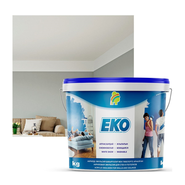 Краска "EKO" для стен и потолков моющаяся акриловая 7 кг
