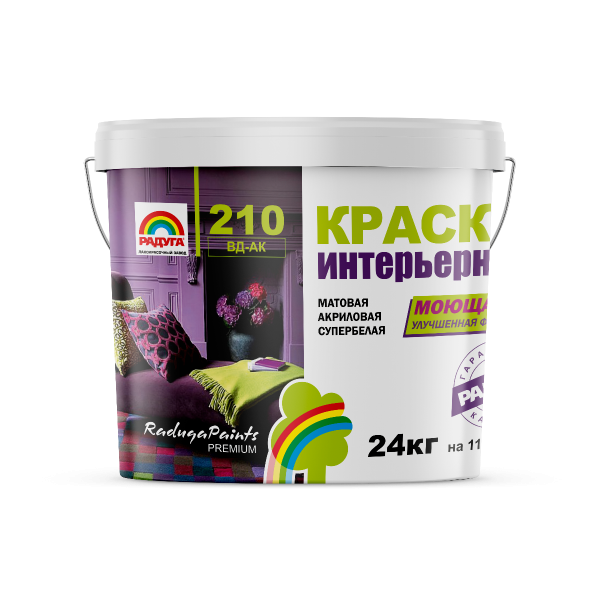 Краска моющаяся "Радуга-210" акриловая 24 кг