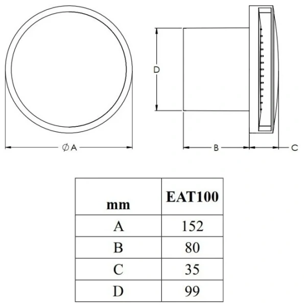 Вентилятор EUROPLAST E-EXTRA EAT100