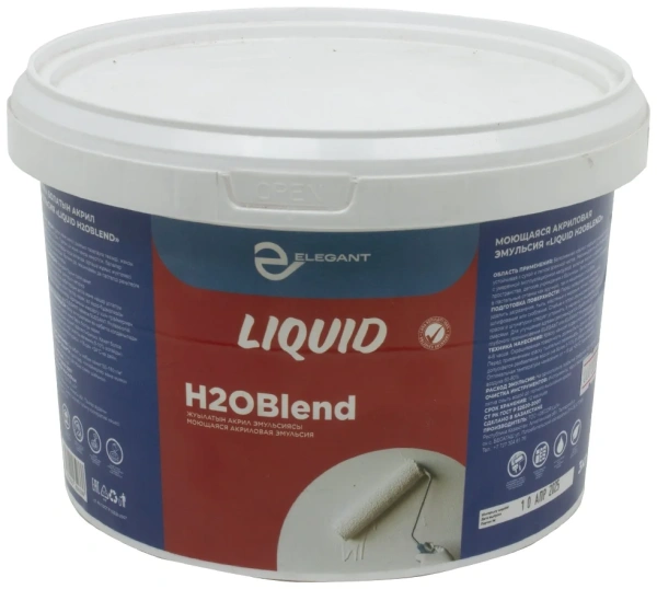 Краска акриловая в/д Elegant Liquid H2OBLEND Моющая 3 кг