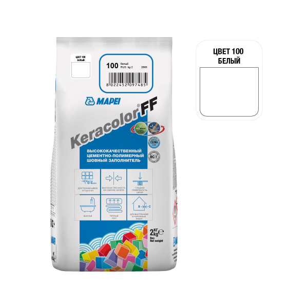Затирка для швов KERACOLOR FF №  100/2кг (Белый)