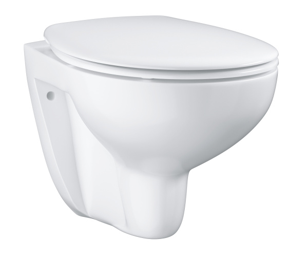 Унитаз подвесной безободковый Grohe 39351000 bau ceramic в комплекте с сиденьем, микролифт
