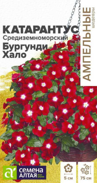 Семена Цветы Катарантус Средиземноморский Бургунди Хало/Сем Алт/цп 5 шт. Ампельные Шедевры (2029 / 8