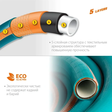 Шланг поливочный GRINDA EXPERT 5, 1/2", 15 м, 35 атм, пятислойный, плетёное армирование, PROLine (42