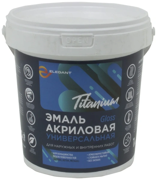 Эмаль Elegant акриловая Titanium Professional Gloss 3 кг
