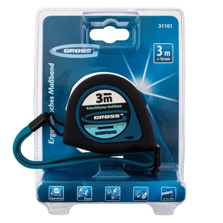 Рулетка GROSS ergonomisch 3х16