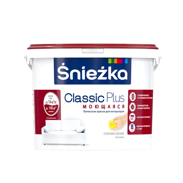 Краска моющаяся Sniezka Classic Plus белая 15 л