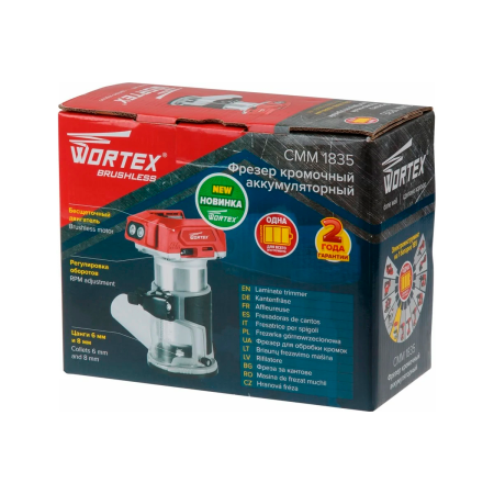 Фрезер кромочный аккум. WORTEX CMM 1835 в кор. ALL1 SOLO, арт.CMM183502629