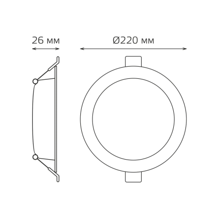 Светильник Gauss LED Elementary Downlight круг 26W 2250lm 4000K 170-260V IP20 220*26 монтаж бел 9975