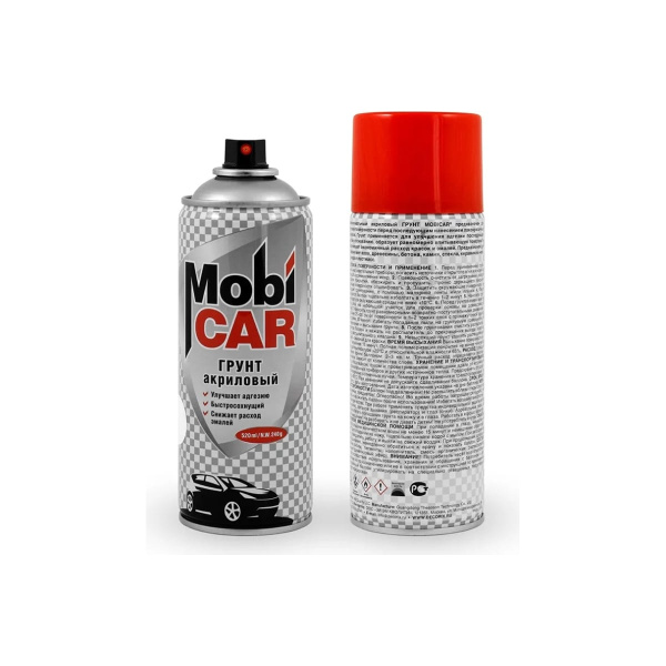 Аэрозольный грунт акриловый MobiCAR, 520 мл, черный