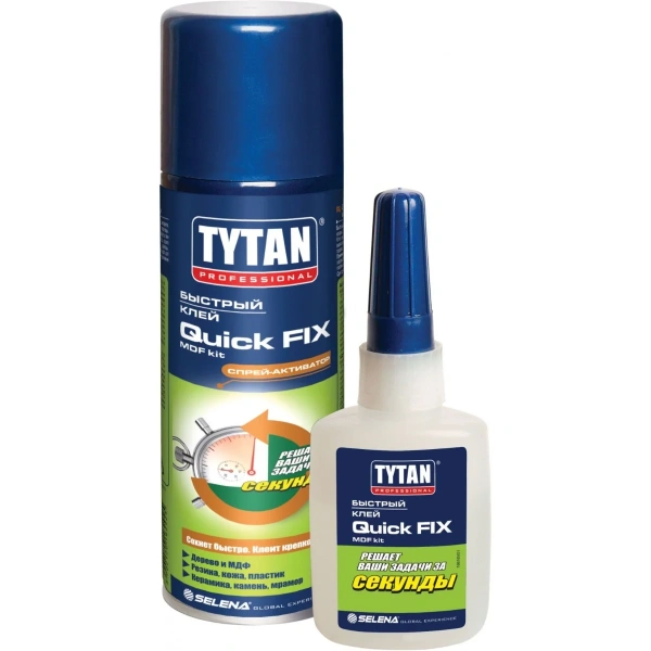 Tytan Professional клей Quick Fix двухкомпонентный цианакрилатный для МДФ прозрачный 400 мл/100 г