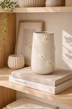 Ваза доломит Decoris Маргаритки 11,4х21,9 см 891395 Kmg