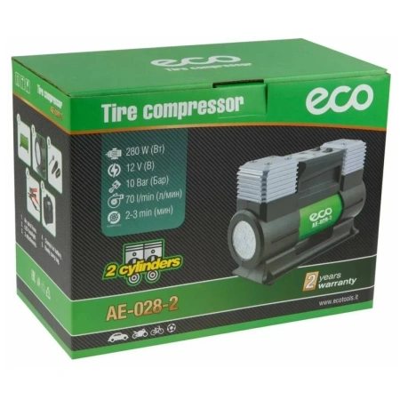 Компрессор автомобильный ECO AE-028-2, арт.AE-028-2