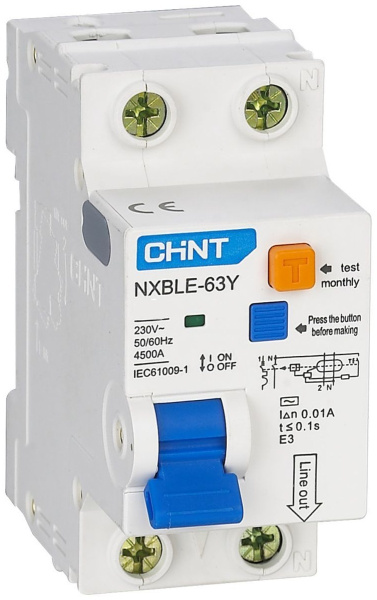 Диф. авт. выкл. NXBLE-63Y 1P+N 20А 30mA электронный тип AС, х-ка С, 4.5kA (R)