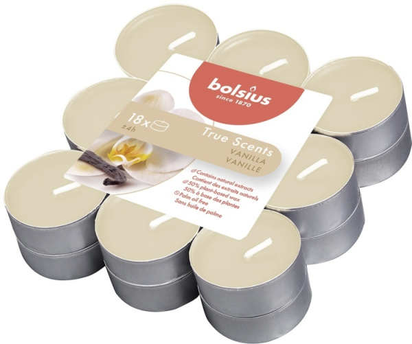 Набор свечей в гильзах Bolsius 18 шт Vanilla