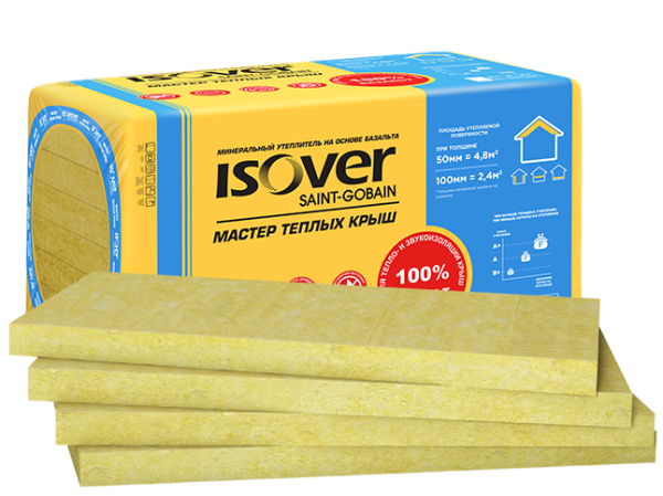 Минплита ISOVER WARM ROOFS MASTER 50/600*1000 (Мастер теплых крыш),V= 0,24м3,S= 4,8м2