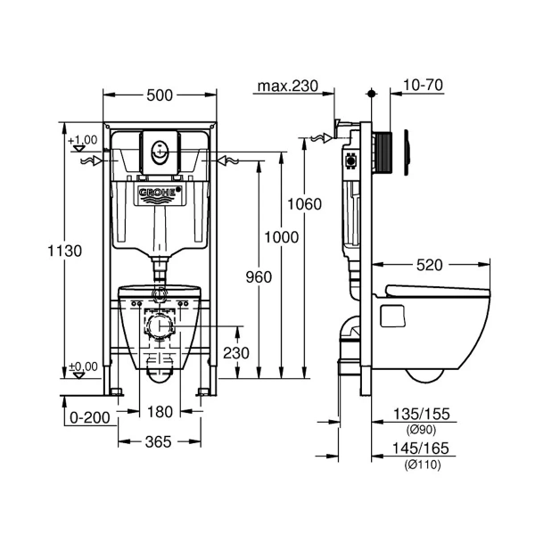 Набор GROHE Solido 4 in1 with Serel SP26 ceramic WC (101046SH0H)